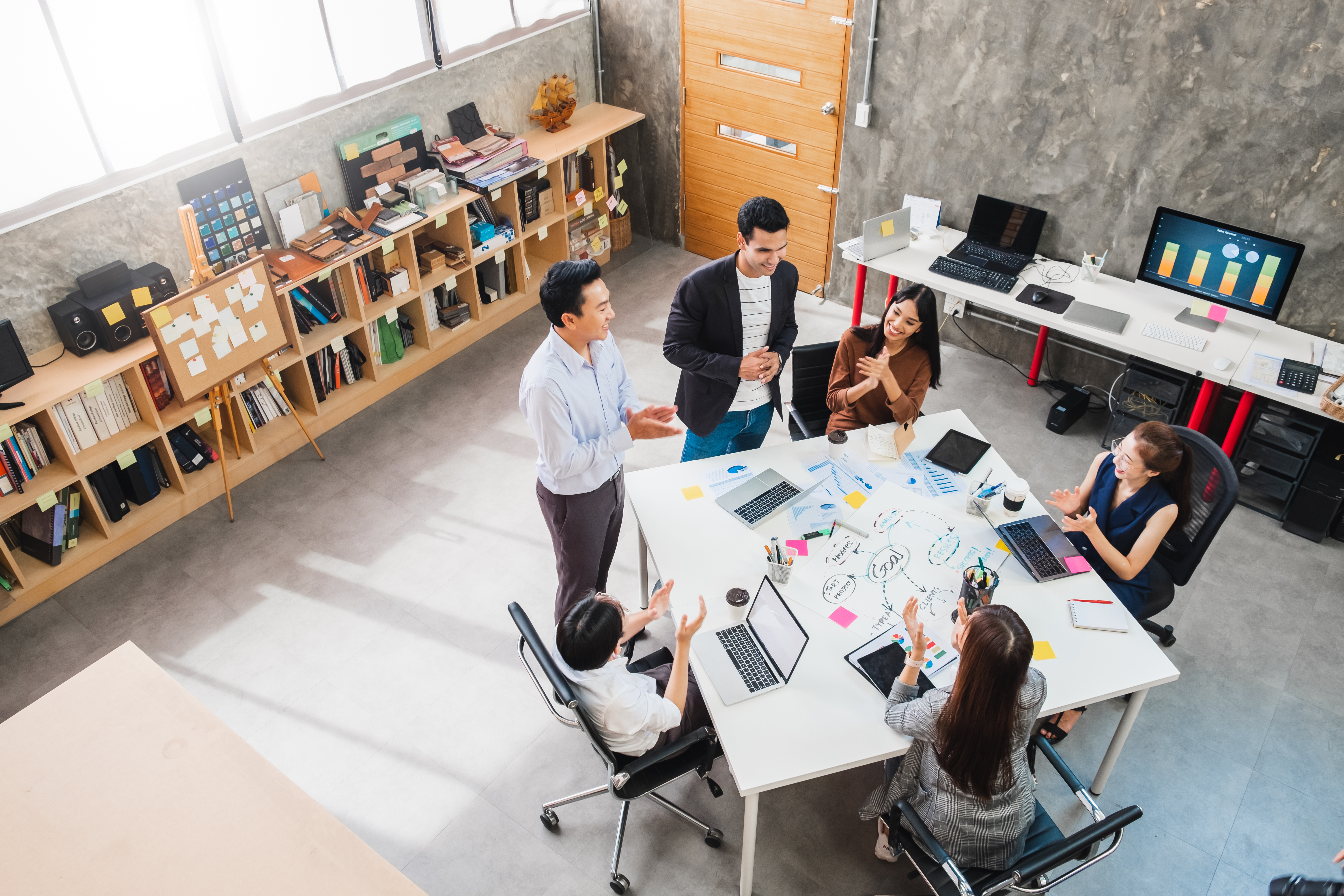 Team collaborating in a modern office